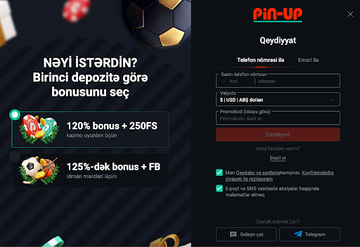 Pin Up hesabının qeydiyyatı və şəxsi kabinetə giriş